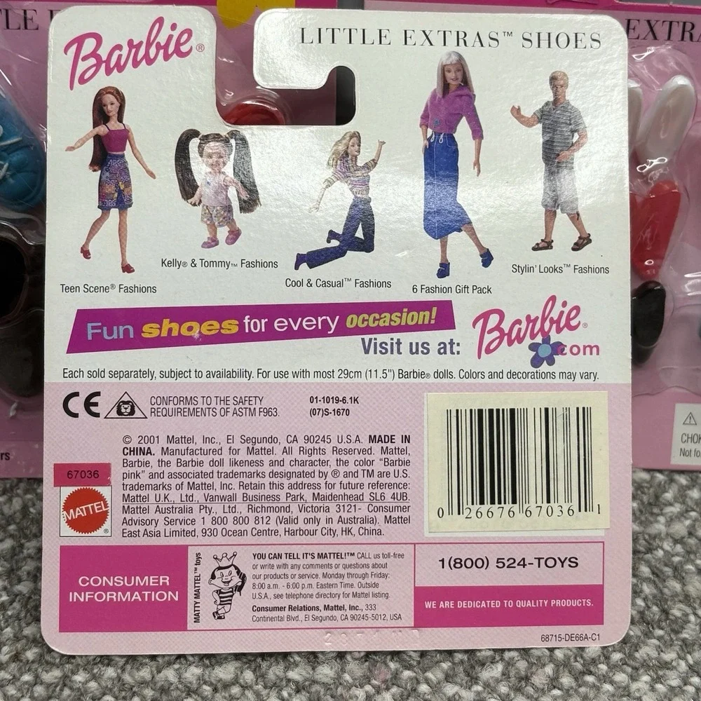 Barbie Ken Doll Shoes Little Extras 3 NIP Sets‎ VTG 1999 2001 Heels And Flats
